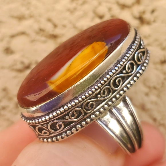 New Mookaite Jasper 925 Silver Statement Ring. - Picture 2 of 16